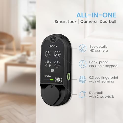 Lockly Vision Smart Lock Front Door Security with 3D Fingerprint Alexa