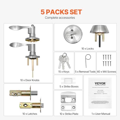 VEVOR Entry Door Locksets with Deadbolt 5-Pack