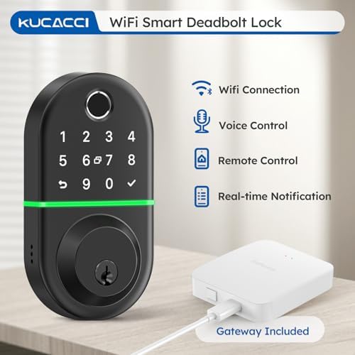 Secure Smart Door Lock with Fingerprint Keypad - KUCACCI Keyless Entry Smart Deadbolt