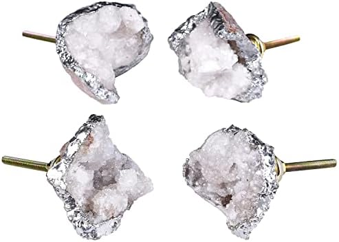 Stunning Crystal Geode Drawer Knobs 4-Pack Natural White