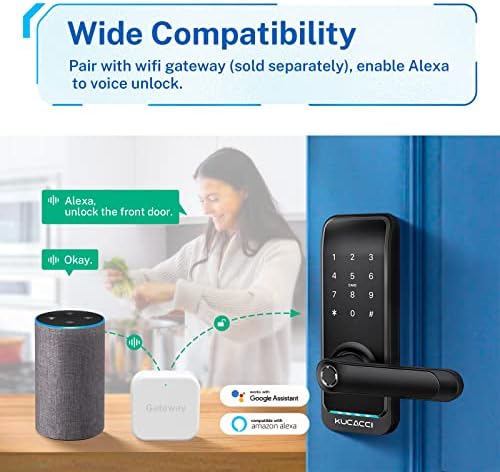 KUCACCI Keyless Door Lock Easy Install Multiple Unlock Methods Secure Reliable