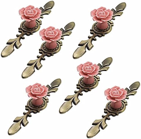 6-Piece Ceramic Rose knobs for Cabinet