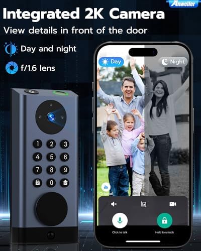 Smart Deadbolt Lock with Camera for Front Door Security Anweller