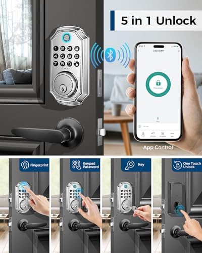 Keyless Entry Deadbolt with Handle Set - App Control and 100 Code Lock