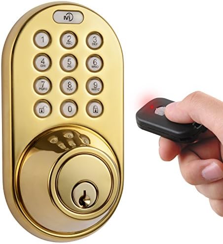MiLocks XF-02P Keyless Entry Door Lock with Remote Control Polished Brass