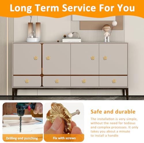 4Pcs Brass Drawer Knob Set with Screws