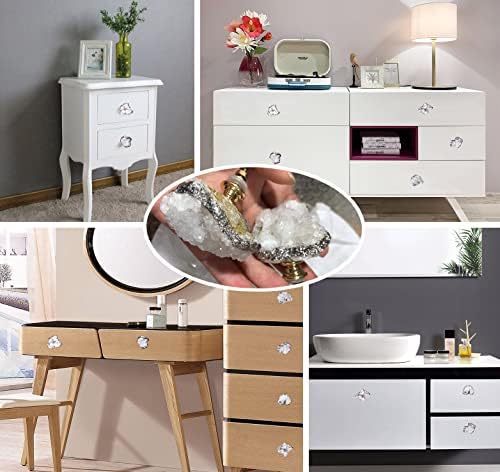 Stunning Crystal Geode Drawer Knobs 4-Pack Natural White
