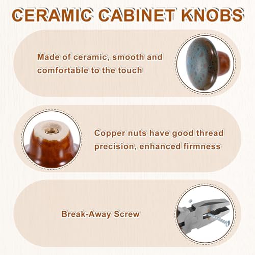 Uxcell Ceramic Blue Drawer Knobs 15 Pcs 38mm