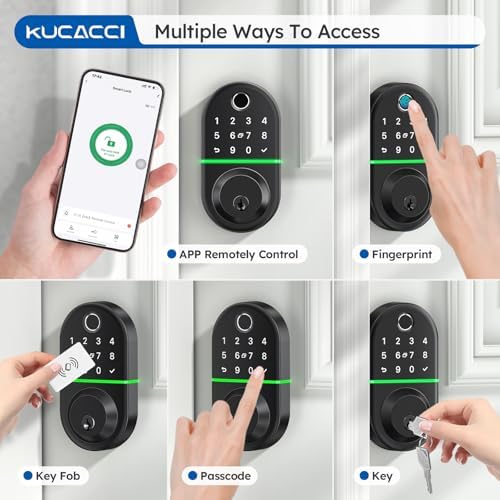Secure Smart Door Lock with Fingerprint Keypad - KUCACCI Keyless Entry Smart Deadbolt