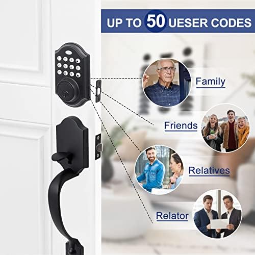 KIAYACI Keyless Front Door Lock Set with Keypad - Black