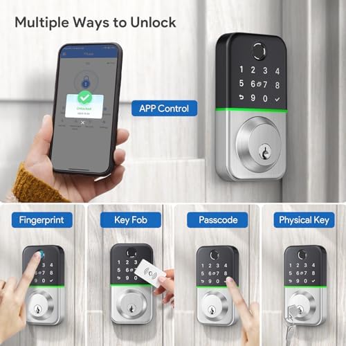 WiseGear Smart Deadbolt Door Lock Waterproof with Fingerprint Keyless Entry