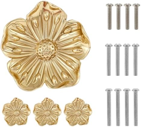 4Pcs Brass Drawer Knob Set with Screws