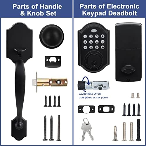 KIAYACI Keyless Front Door Lock Set with Keypad - Black