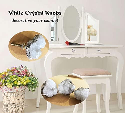 Stunning Crystal Geode Drawer Knobs 4-Pack Natural White