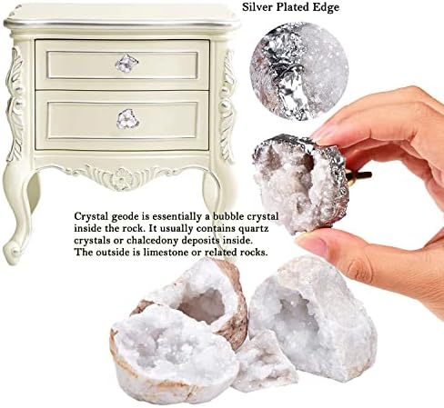 Stunning Crystal Geode Drawer Knobs 4-Pack Natural White