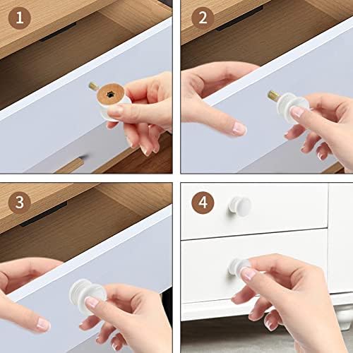12PCS White Wood Dresser Knobs