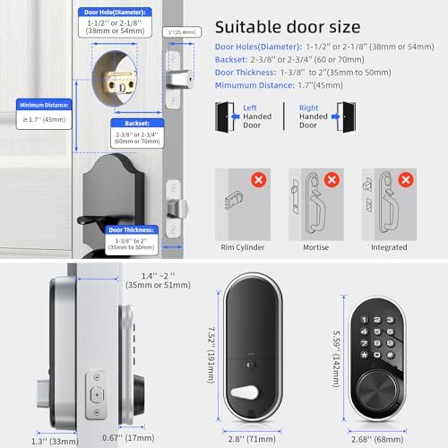 TEEHO Smart Keyless Entry Door Lock with APP Control