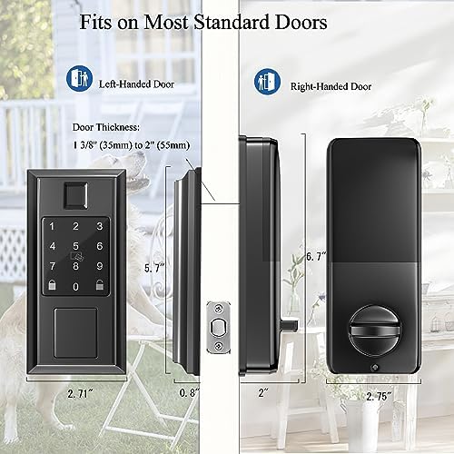Smart Lock Keyless Entry Deadbolt Lock with Fingerprint Matte Black
