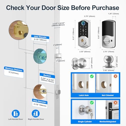 10 in 1 Keyless Entry Deadbolt Lock Set with Fingerprint and App Control