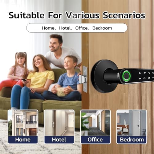 Smart Fingerprint Door Lock with 407 Black