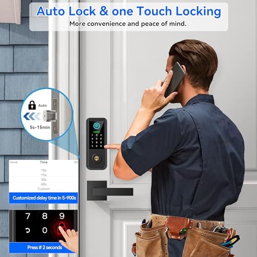 Smart Keyless Entry Door Lock Set with Deadbolt Handle Matte Black
