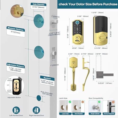 SMONET Smart Front Door Lock Set with Keyless Entry and Fingerprint ID