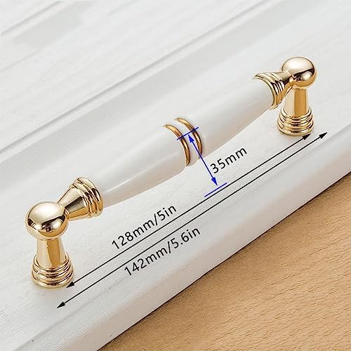 6 Pieces Ceramic Cabinet Handles with Zinc Alloy Mounting