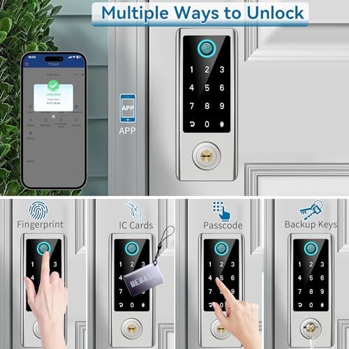 BEBASIA Smart Fingerprint Door Lock with Handle Set 1