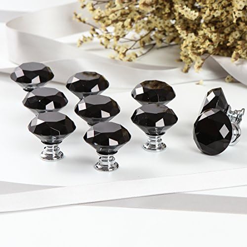 CZC HOME 10 Pcs Crystal Glass Pull Knobs