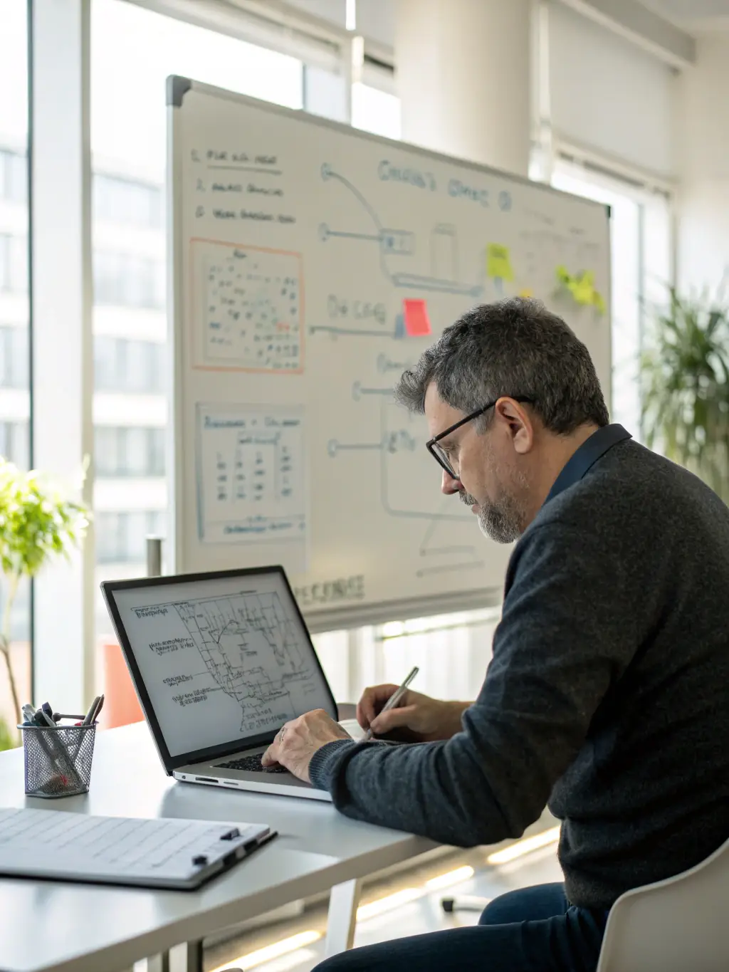 An image showing a cloud computing architect designing a scalable and secure cloud infrastructure for a client's business needs.